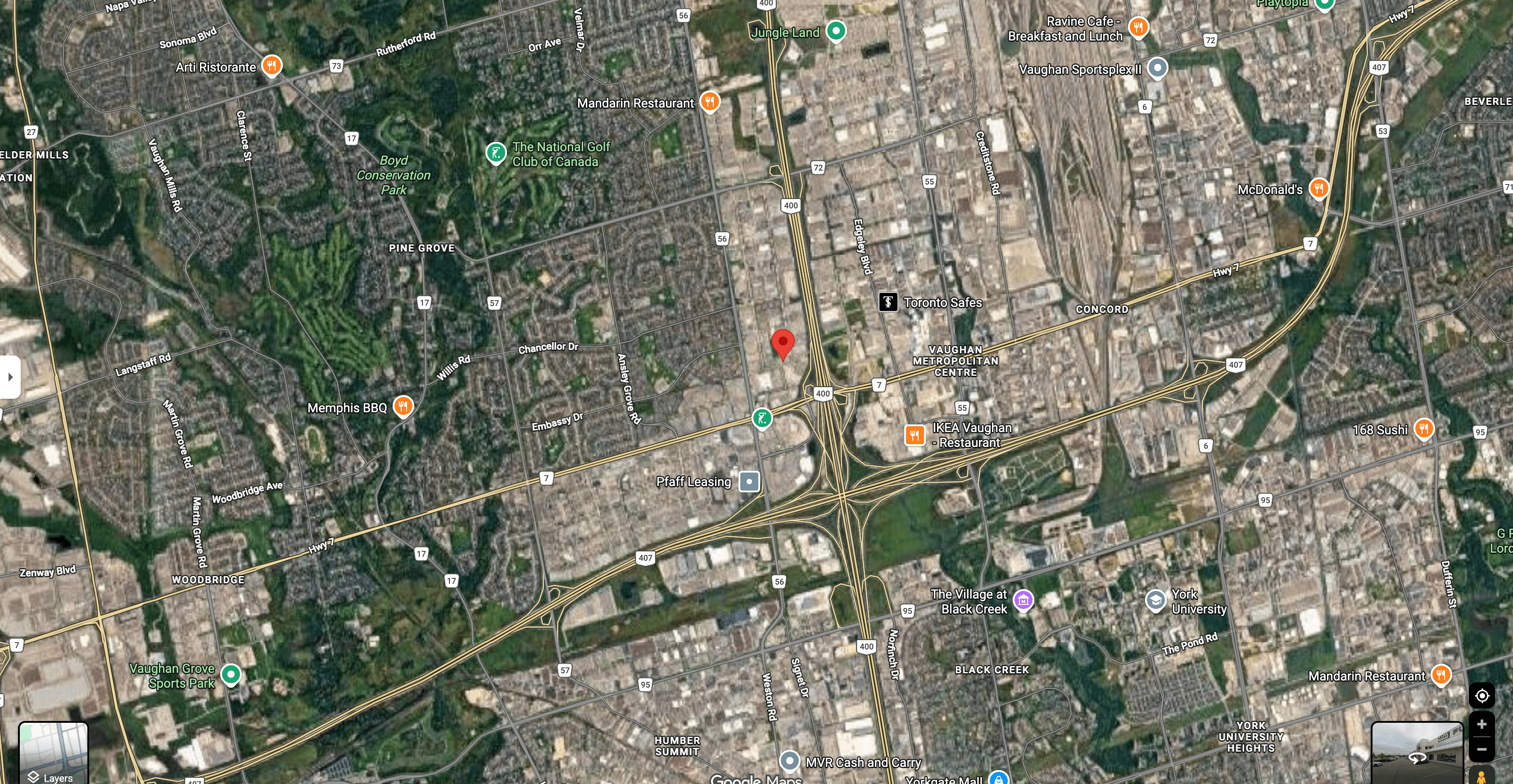 Map showing Nova Thera location in Vaughan, Ontario